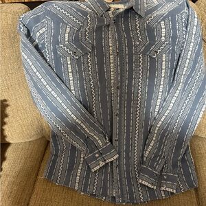 Men's Blue Patterned Casual Button Down Shirt